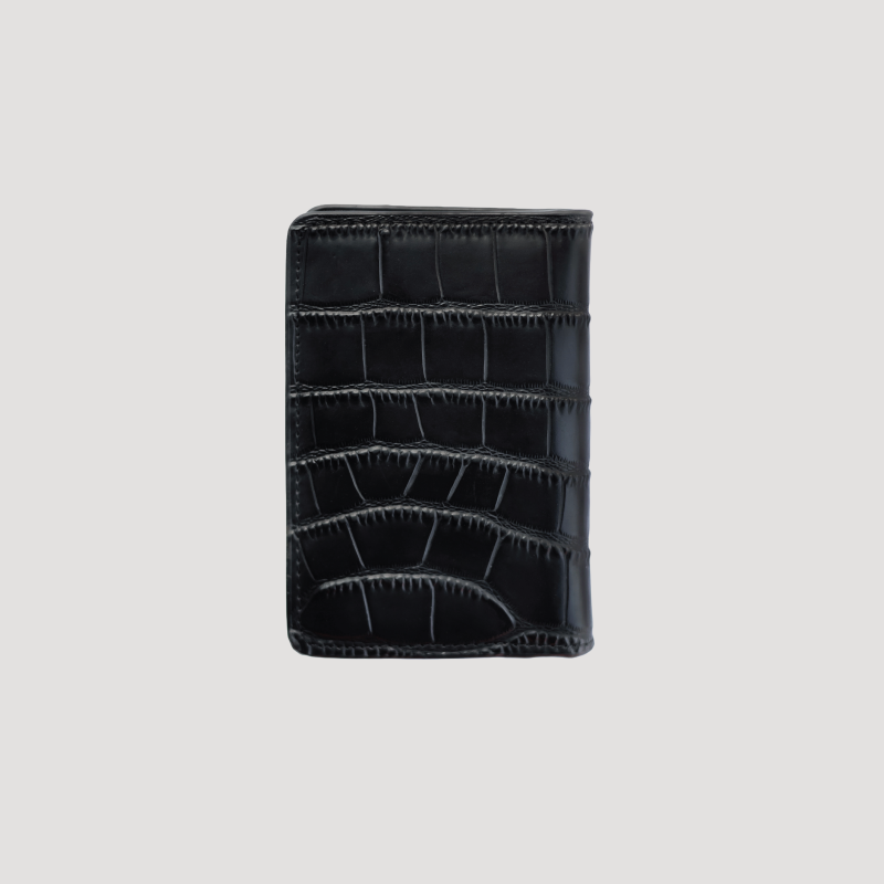 Black Croc Vertical Bi-fold