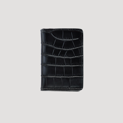Black Croc Vertical Bi-fold