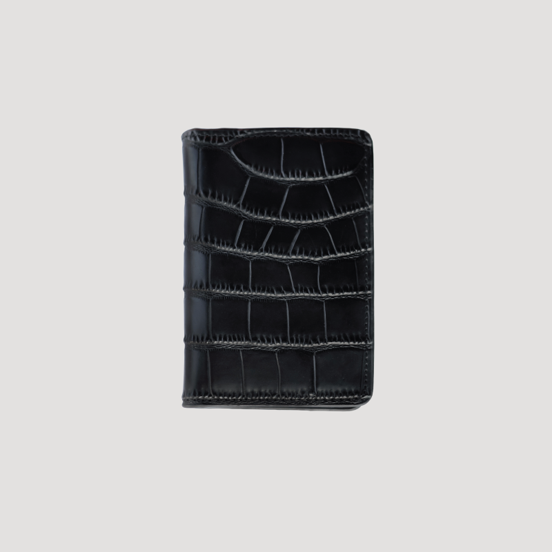 Black Croc Vertical Bi-fold