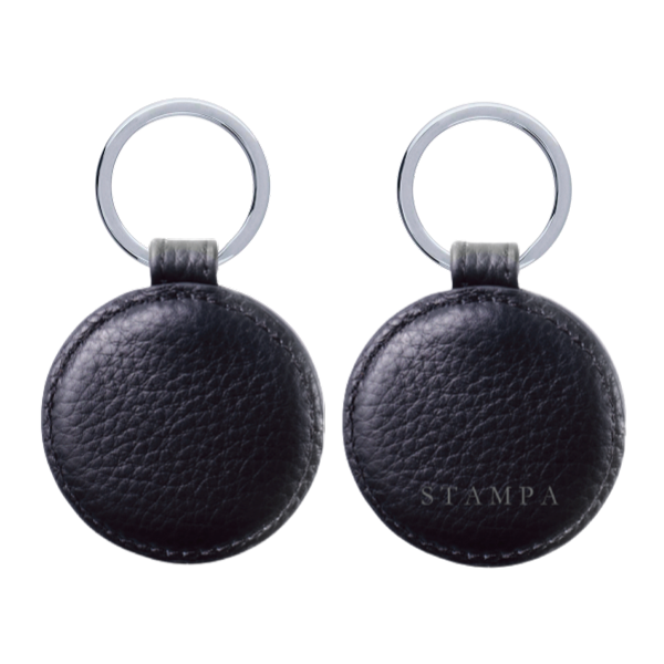 Black Monogram Leather Keychain