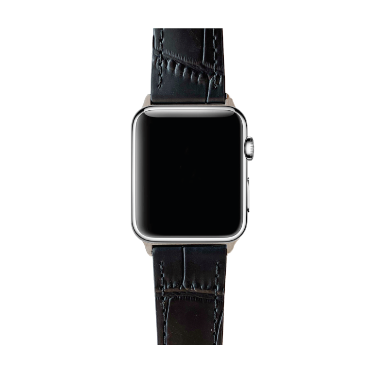 APPLE WATCH BAND BLACK CROC STAMPA